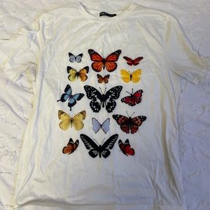 white butterfly graphic tee